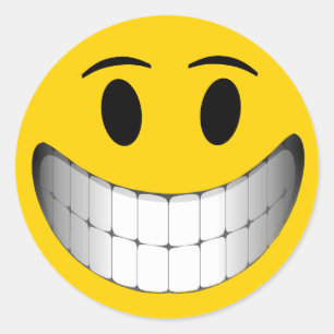 Adesivo Redondo Cara grande amarela do sorriso