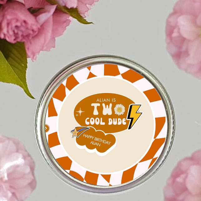 Adesivo Redondo Cara Legal | Boys Retro Checking Birthday (Criador carregado)