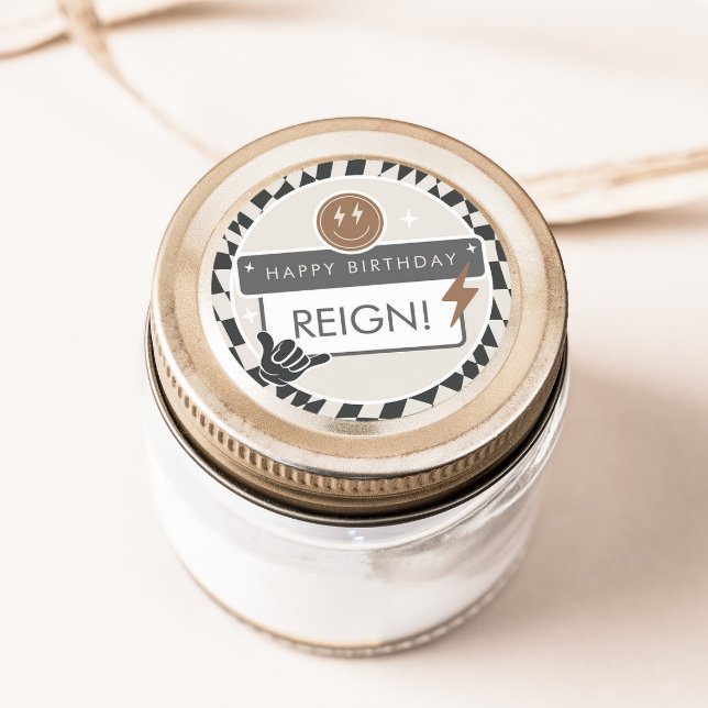 Adesivo Redondo Cara Legal | Boys Retro Skater Birthday (Criador carregado)