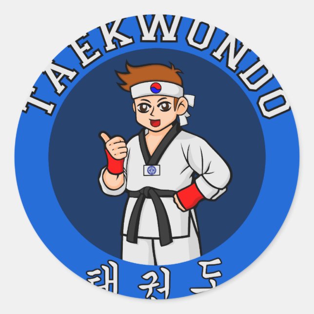 Adesivo Redondo cara taekwondo (Frente)