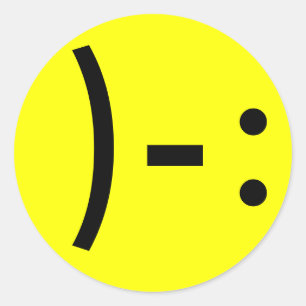 Adesivo Redondo Cara Triste Simples