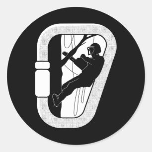 Adesivo Redondo Carabiner de Arborista Escalar Árvores Trabalhador