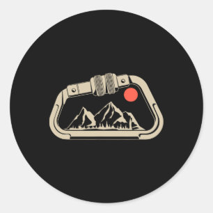 Adesivo Redondo Carabiner de Montanha de Escalada em Rocha Retro