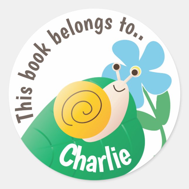 Adesivo Redondo Caracol e Flor Personalizados Pertencem a (Frente)