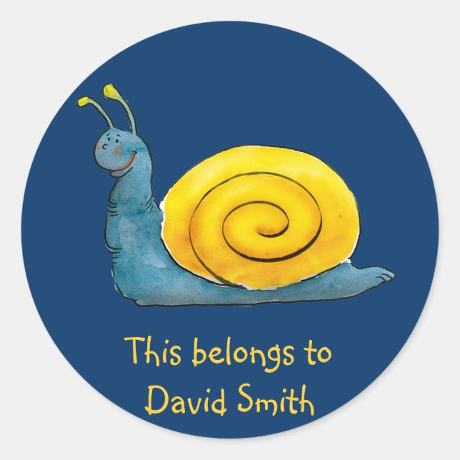 Adesivo Redondo Caracol Feliz Personalizável | Escola (Frente)