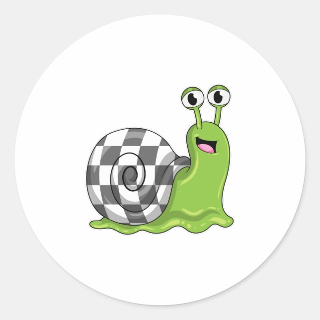 Adesivo Redondo Caracol no Xadrez com Chessboard (Frente)