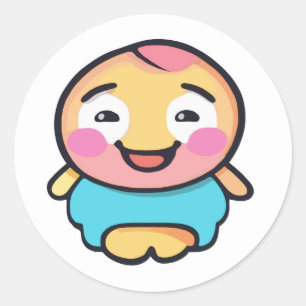 Adesivo Redondo Caractere Kawaii Adorável - Cartoon Bonito