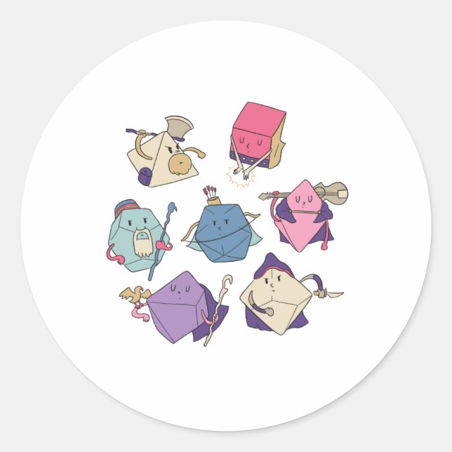 Adesivo Redondo Caracteres de Dice (Frente)