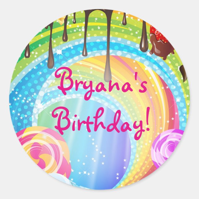 Adesivo Redondo Caramelo de Sonho de Doces e Chocolate Terrestre (Frente)