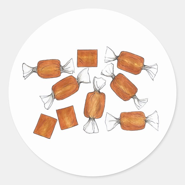 Adesivo Redondo Caramelos Salgados E Homemados Doces Fabricados Po (Frente)