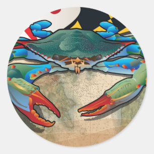 Adesivo Redondo Caranguejo Azul de Maryland