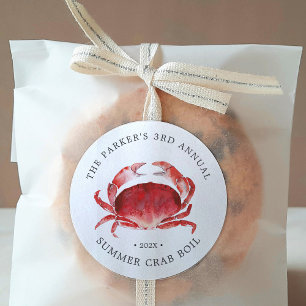 Adesivo Redondo Caranguejo  Evento De Boil De Caranguejo