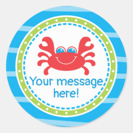 Adesivo Redondo Caranguejo Sob O Aniversário Do Mar