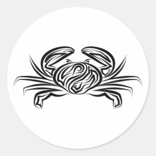 Adesivo Redondo Caranguejo Tribal Negro e Branco