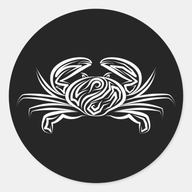 Adesivo Redondo Caranguejo Tribal Negro e Branco (Frente)