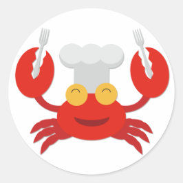 Adesivo Redondo Caranguejo Vermelho com Chapéu Chef