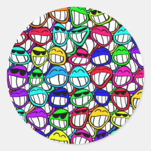 Adesivo Redondo Caras de sorriso legal