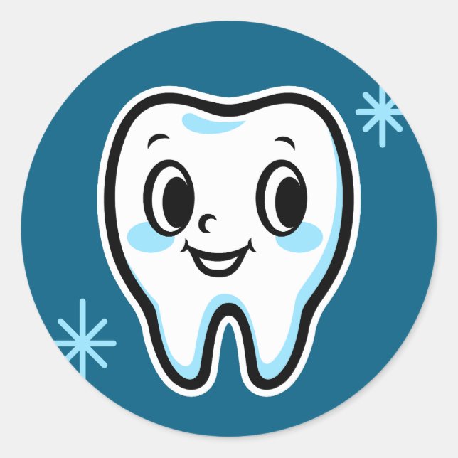 Adesivo Redondo Caráter do dente de corte (Frente)