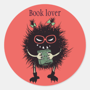 Adesivo Redondo Caráter mau do amante de livro com vidros do geek