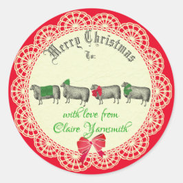 Adesivo Redondo Carcola de natal de tricô feito à mão