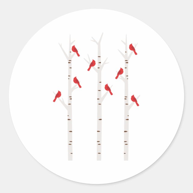 Adesivo Redondo Cardeais Em Árvores (Frente)