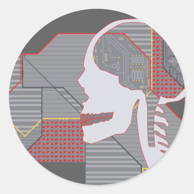 Adesivo Redondo cardíaca, logicskull (Frente)