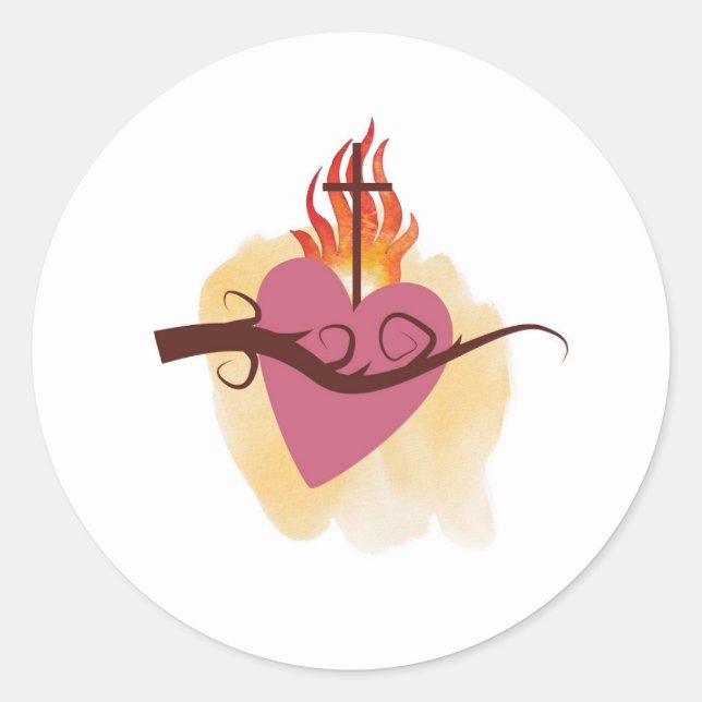 Adesivo Redondo Cardíaco sagrado por católico todos os dias (Frente)