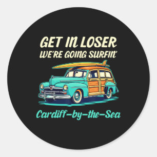 Adesivo Redondo Cardiff By The Sea Surf Califórnia Mulheres Homens
