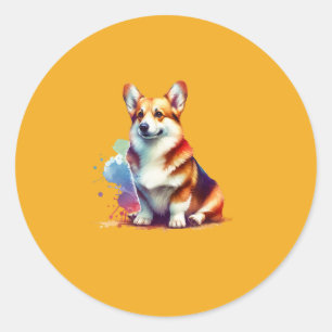 Adesivo Redondo Cardigan Welsh Corgi