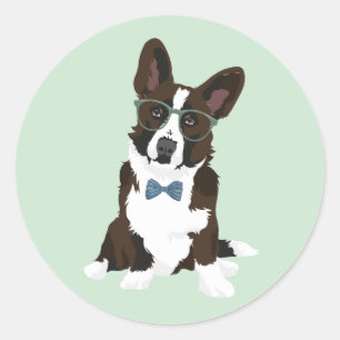 Adesivo Redondo Cardigan Welsh Corgi, Hipster legal, para amantes 