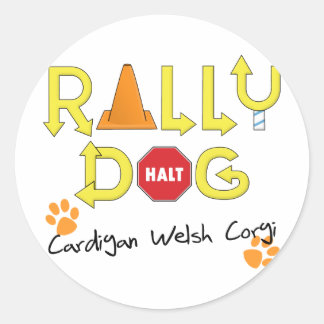 Adesivo Redondo Cardigan Welsh Corgi Rally Dog