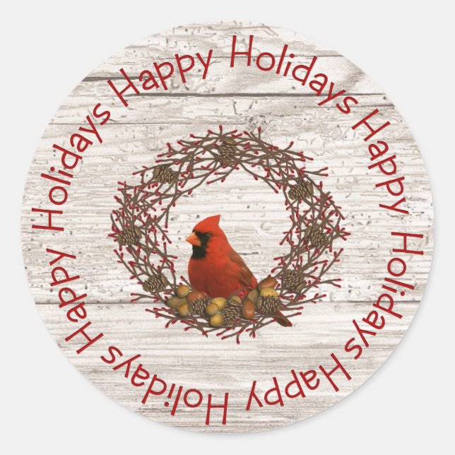 Adesivo Redondo Cardinal Wreath Sticker (Frente)