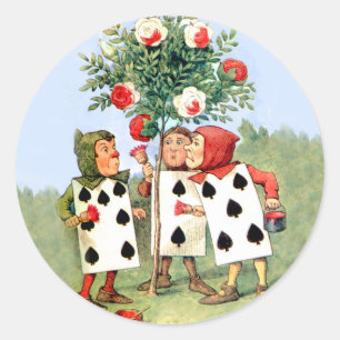 Adesivo Redondo Cardmen Pinta os Rosas da Rainha em Wonderland