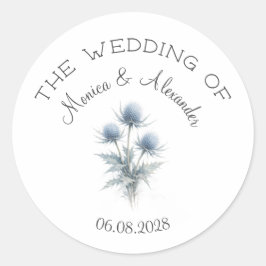 Adesivo Redondo Cardo Floral Elegante Casamento Escocês