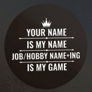 Adesivo Redondo Cargo Engraçado Personalizado e Nome do Hobby