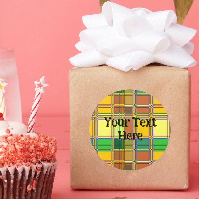 Adesivo Redondo Caribbean Colorful Fabric Madras Tartan (Festa)