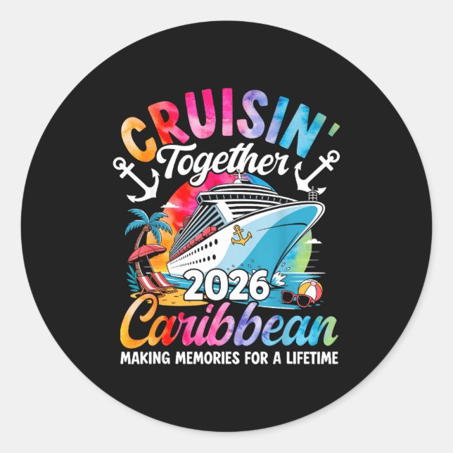 Adesivo Redondo Caribbean Cruise Family Vacation 2026 Cruisin’ Tog (Frente)