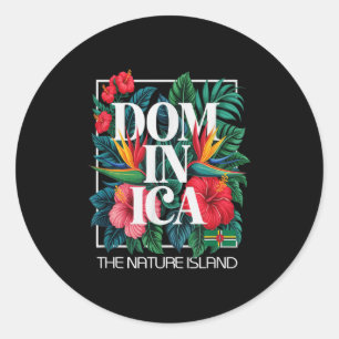 Adesivo Redondo Caribe da Ilha Dominica Vacation West Indies