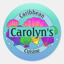 Adesivo Redondo Caribe de conchas e bolhas marinhas de cozinha