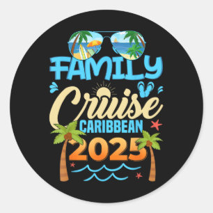 Adesivo Redondo Caribe de Cruzeiro Familiar 2025 Férias Correspond