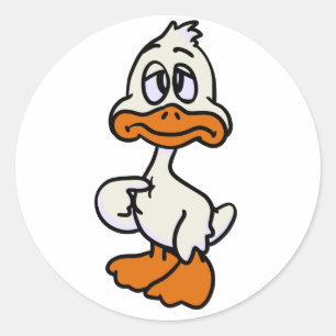 Adesivo Redondo Caricatura de pato  escolher cor de fundo