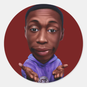 Adesivo Redondo Caricatura digital de Khabane "Khaby" Lame.