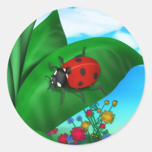 Adesivo Redondo Caricatura Lady Bug