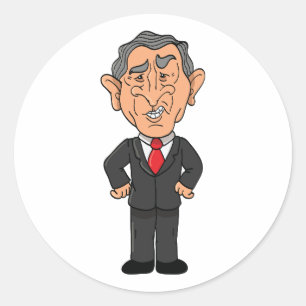 Adesivo Redondo Caricatura política engraçada de George W Bush