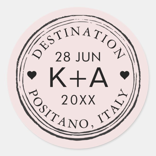 Adesivo Redondo Carimbo de Correio Aéreo com Cor e Texto Personali (Frente)