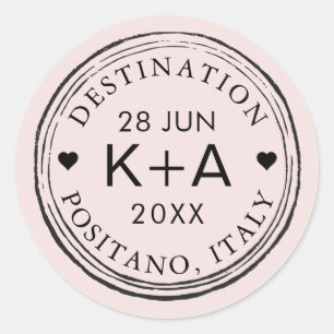 Adesivo Redondo Carimbo de Correio Aéreo com Cor e Texto Personali