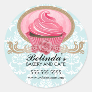 Adesivo Redondo Carimbo de Cupcake Elegante