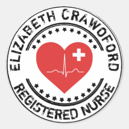 Adesivo Redondo Carimbo de Enfermeira Registrado ECG Cardíaco com 