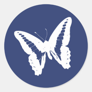 Adesivo Redondo Carimbo de Envelope Blue Butterfly