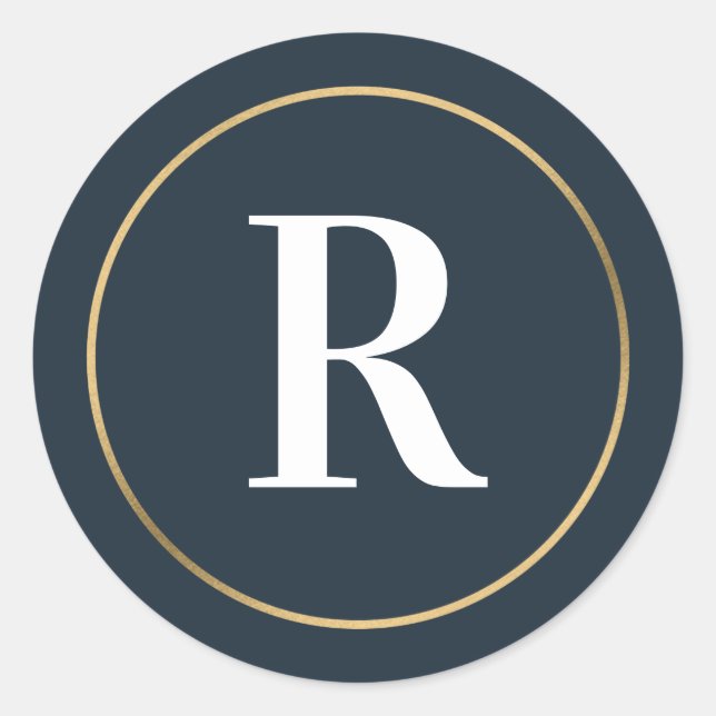 Adesivo Redondo CARIMBO DE SOBRE DE MONOGRAMA Simply Chic COR EDIT (Frente)